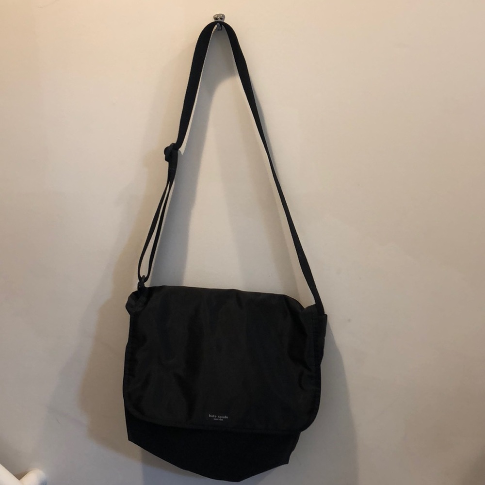 Kate Spade black nylon messenger bag